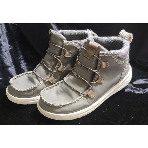 Hey Dude Eloise Recycled Leather Boots - Granite Grey Women's Size 6 EU 37 - Picture 1 of 9